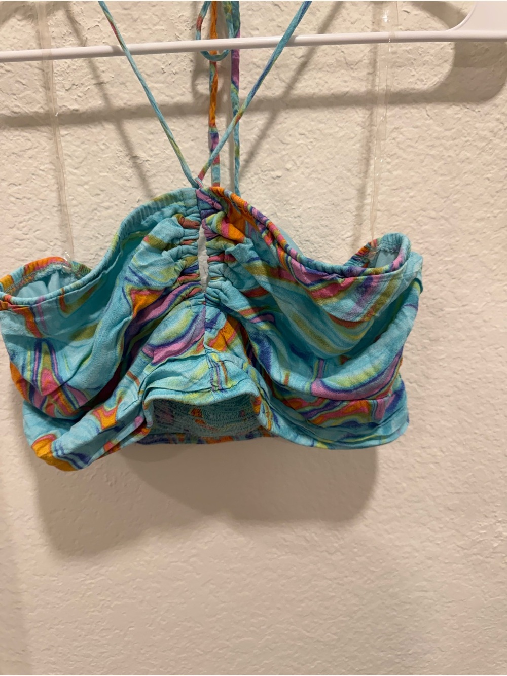 wild fable Turquoise Multicolor Swirl Halter Bikini Top - Picture 2 of 4